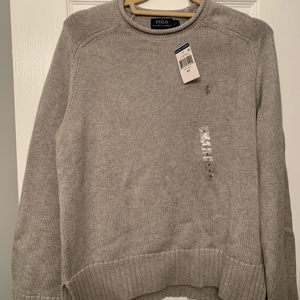 Gray Knit Polo Ralph Lauren Sweater Crewneck,